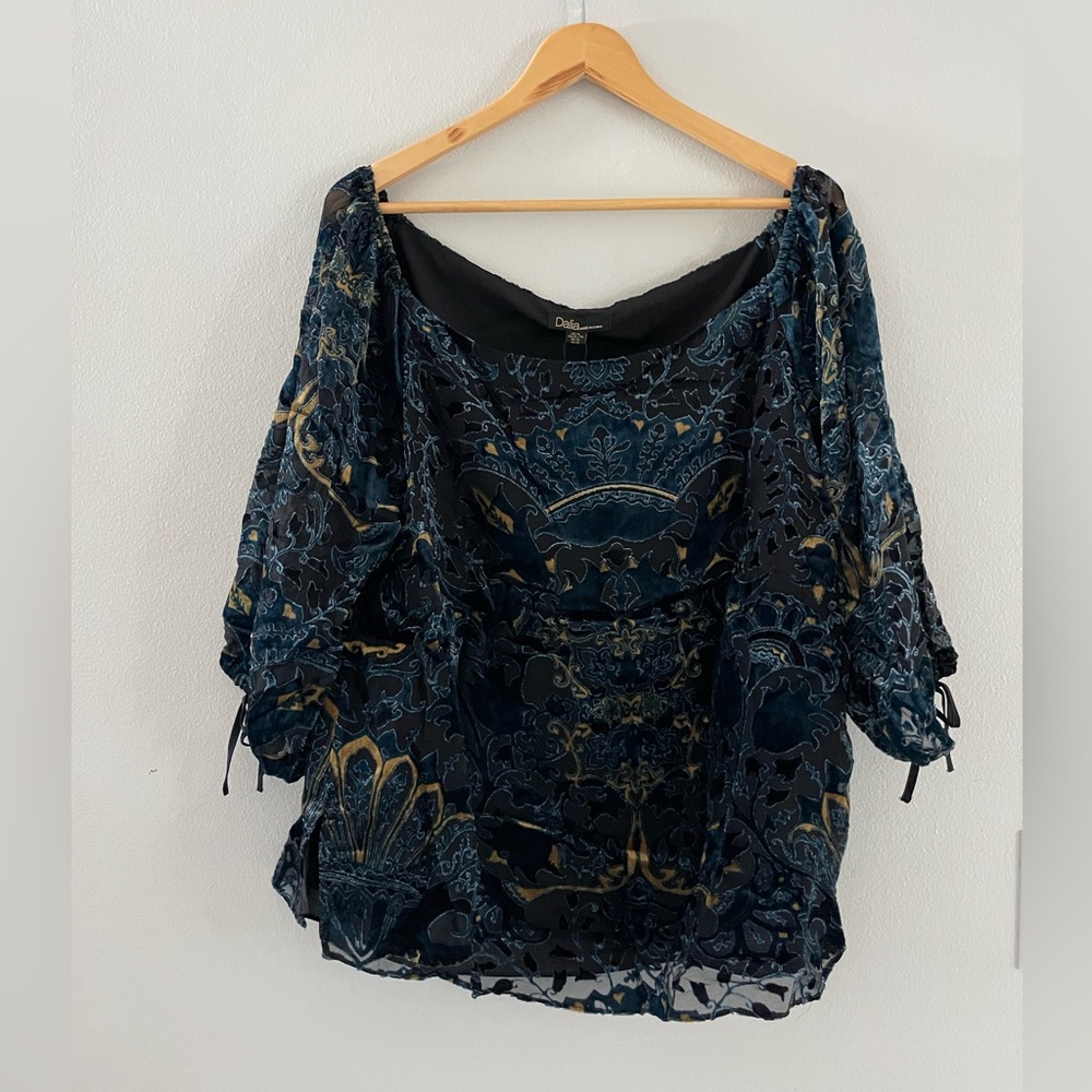 Dalia Blue and Gold Patterned Blouse - Picture 1 of 5